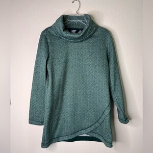 Lands' End Cowlneck Fleece Tunic Green Tulip Hem Sweater SZ M
